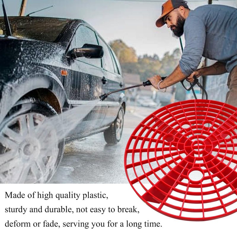 MUQIDA 2 PCS Car Wash Bucket Insert, Plastic Wash Bucket Insert Removes Dirt Debris for Car Detailing Cleaning, Auto Detail Grit Trap Fits 12 Inch Diameter or 3-5 Gallon Bucket (Red) - Image 4